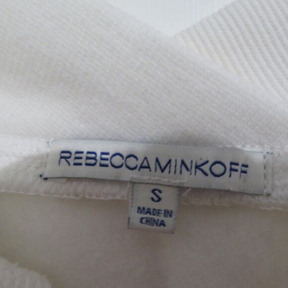 Rebecca Minkoff Womens Sz S White Off the Shoulder Sweater Embroidered Flowers - Picture 5 of 5